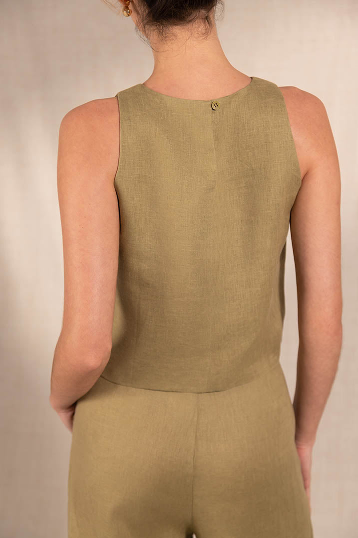 Sage Green Linen Blouse