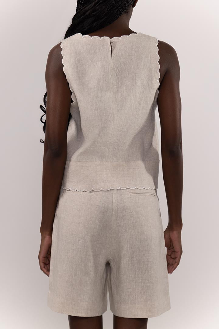 LINEN BERMUDA | BEIGE