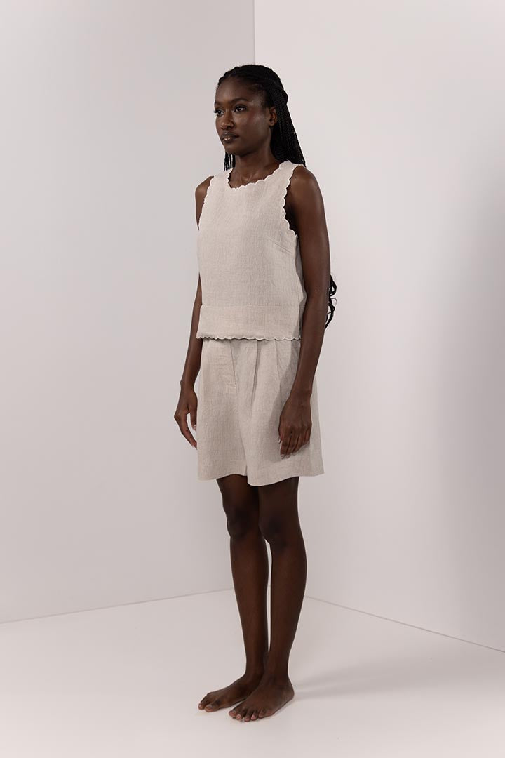 LINEN BERMUDA | BEIGE