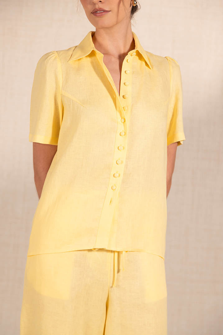 SOFT YELLOW LINEN BLOUSE