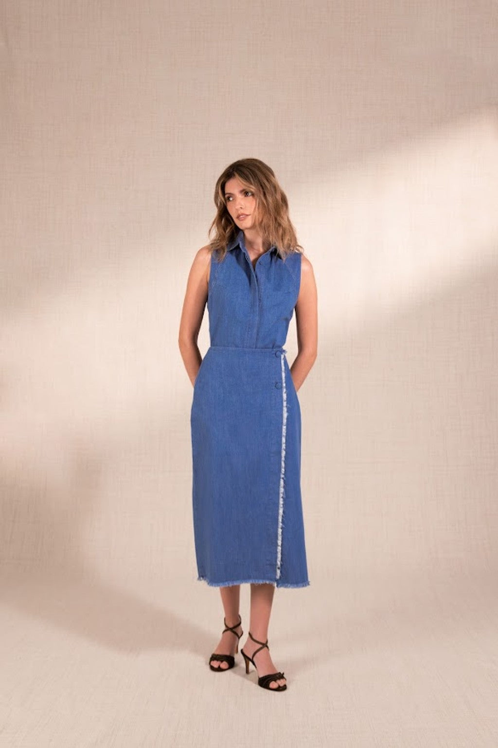 ETERNA FRAYED DENIM SKIRT