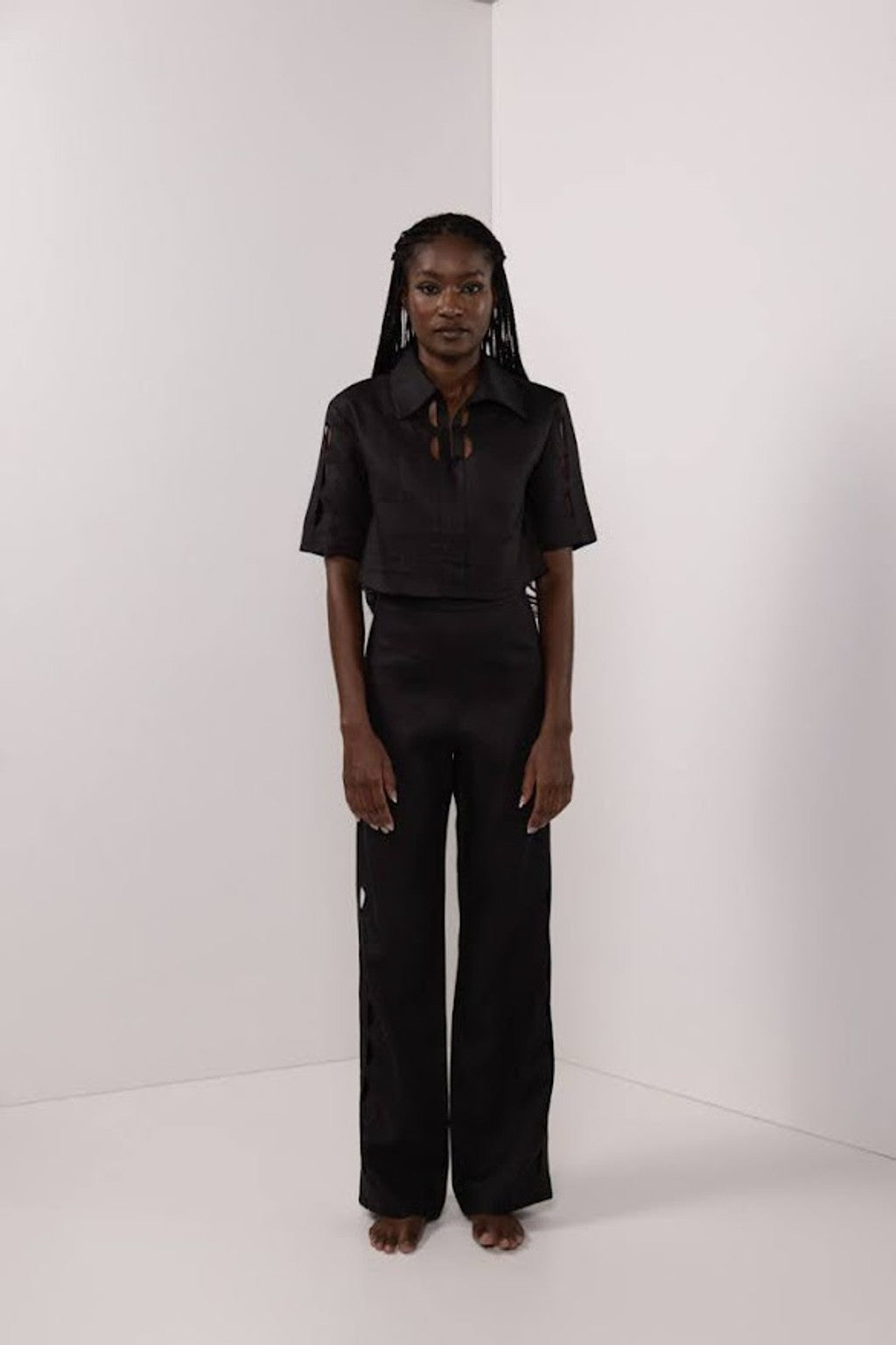 LUNAR CUT-OUT BLOUSE | BLACK