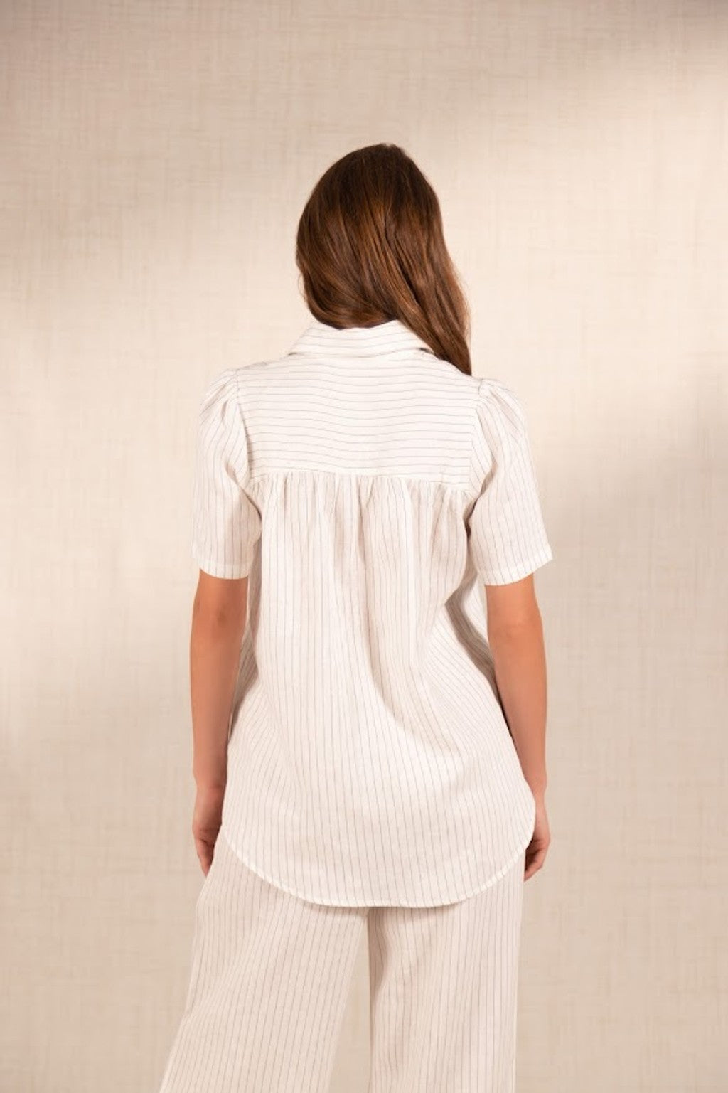 BLACK STRIPE LINEN SHIRT