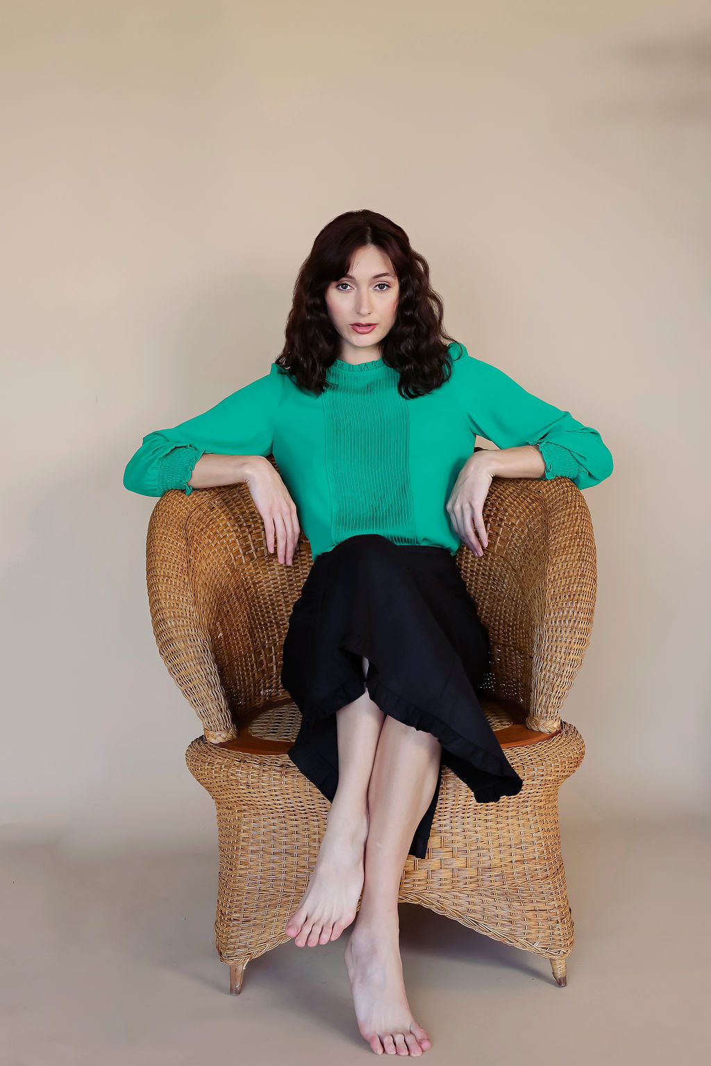 Long Sleeve Blouse Emerald Green
