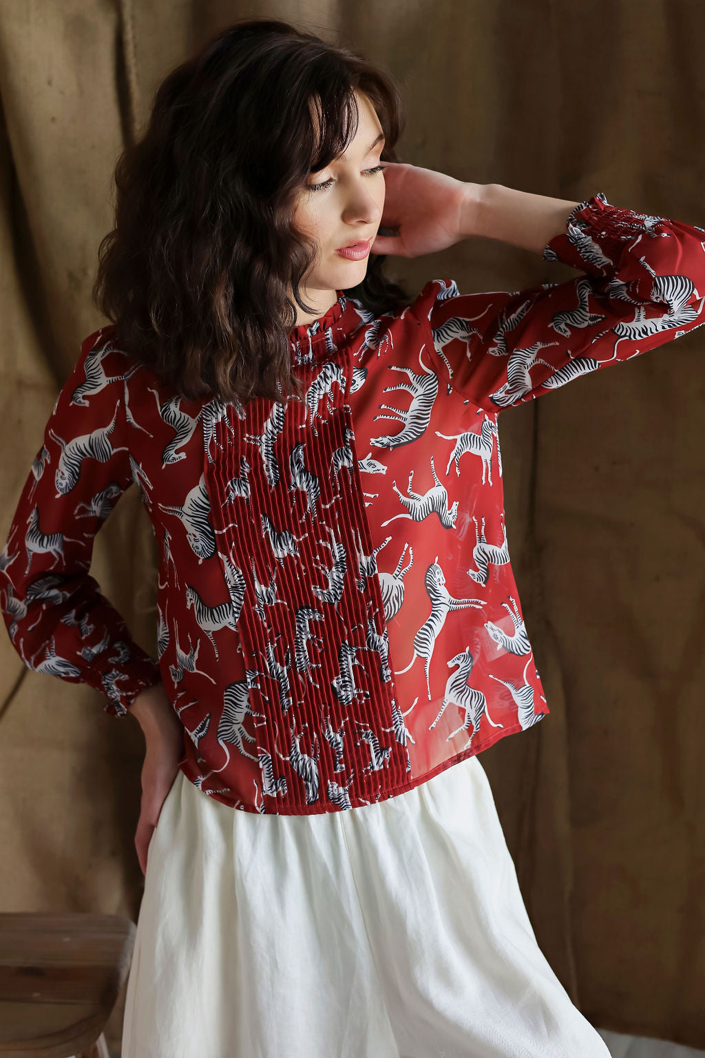 Long Sleeve Blouse Zebra