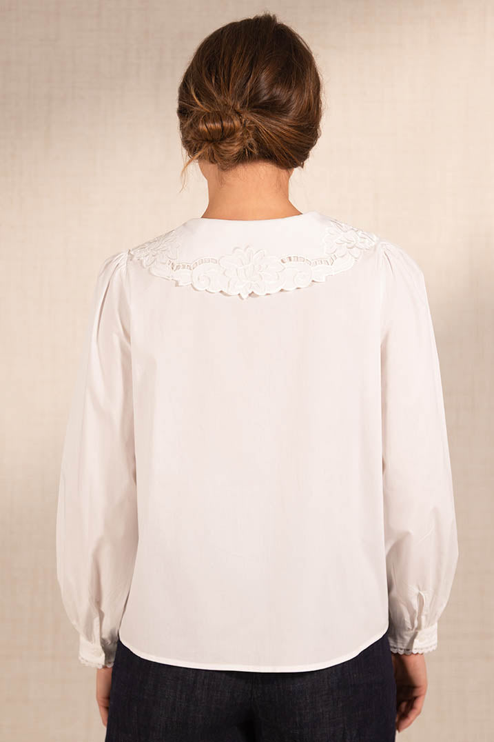 White Cotton Embroidered Blouse