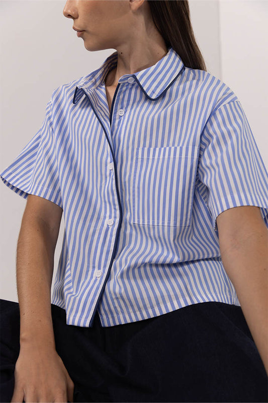 Striped Short Sleeve Blouse