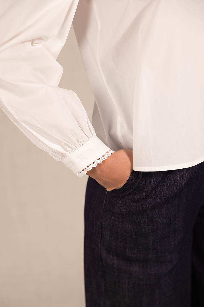 White Cotton Embroidered Blouse
