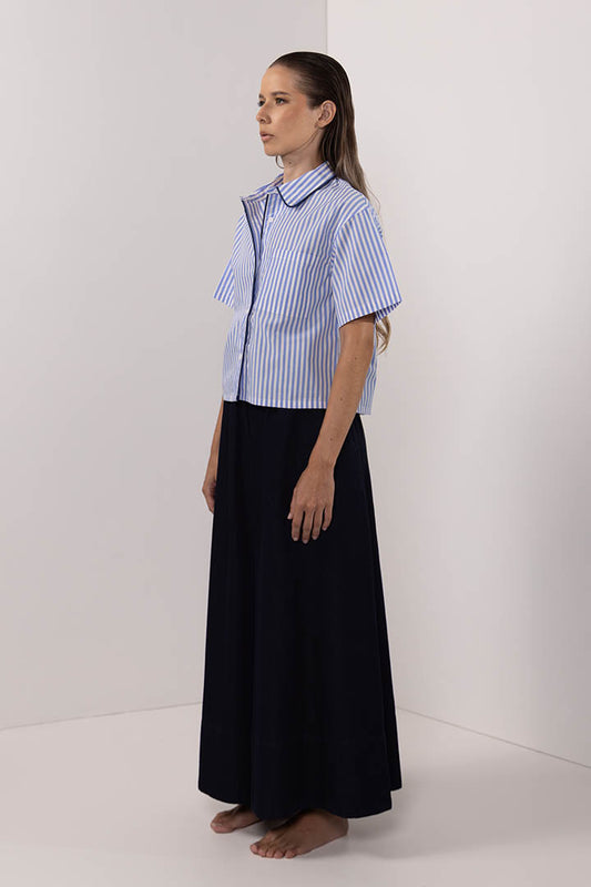 Striped Short Sleeve Blouse