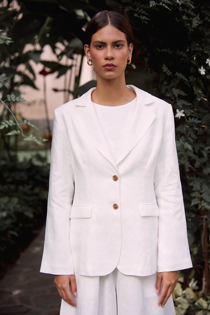 WHITE LINEN BLAZER