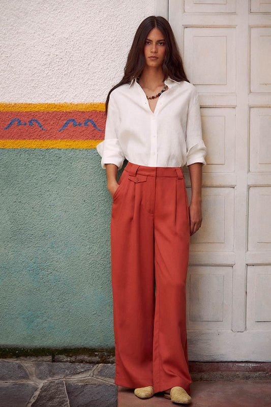 Caramel Tencel Wide Leg Pants