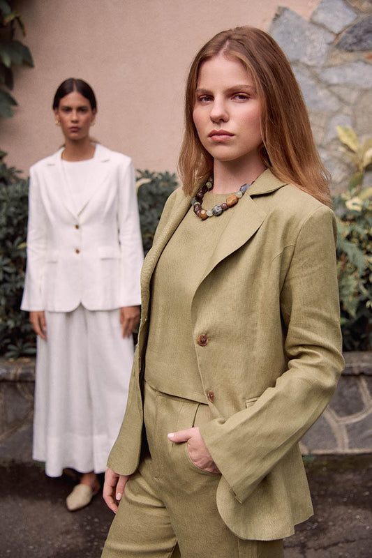 Sage Green Linen Blazer