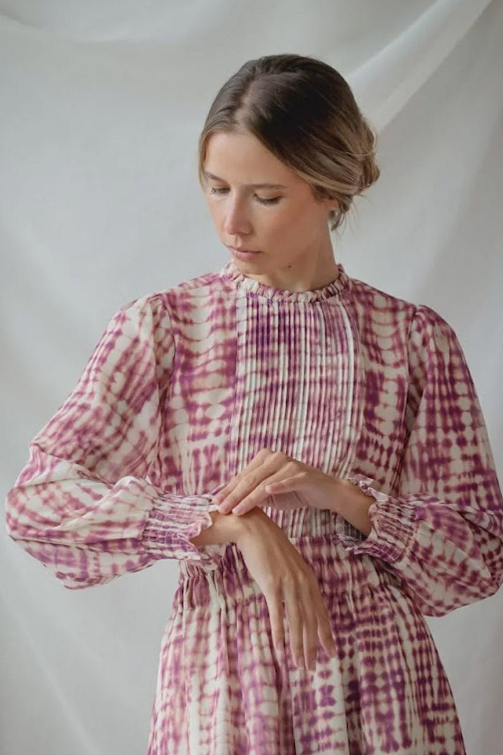 LONG SLEEVE BLOUSE | PINK TIE-DYE