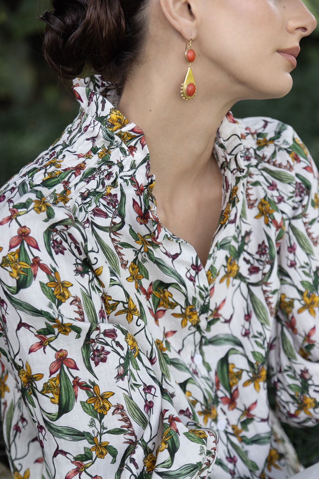 Lucy Flower Linen Blouse