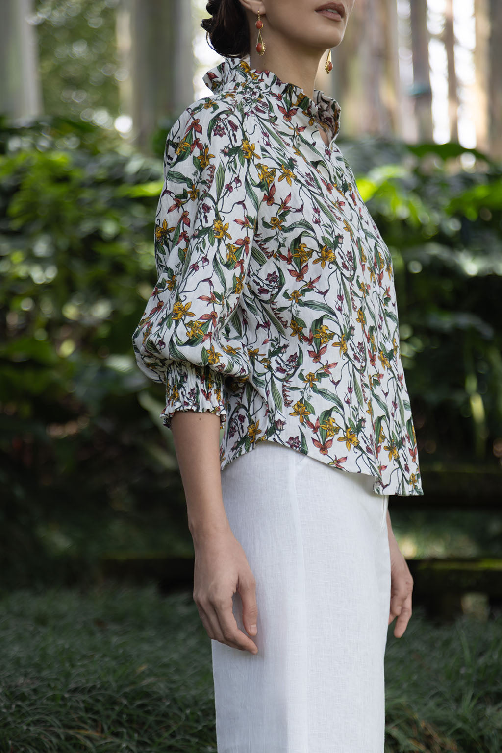 Lucy Flower Linen Blouse