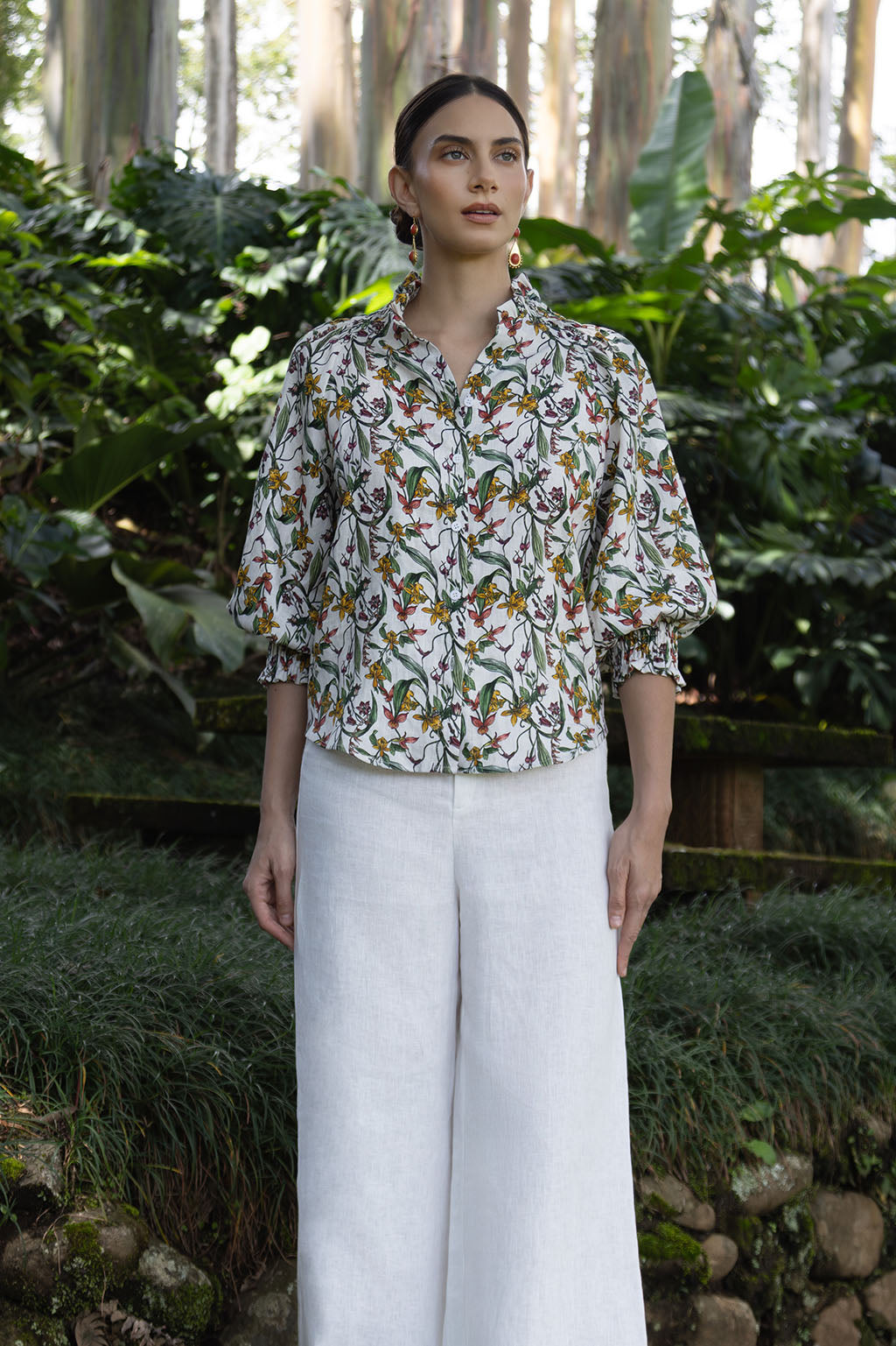 Lucy Flower Linen Blouse