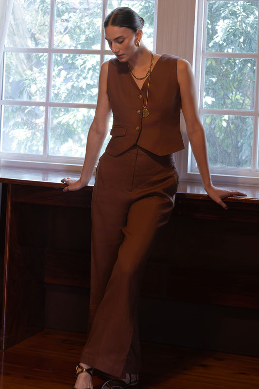 Chocolate Linen Pants