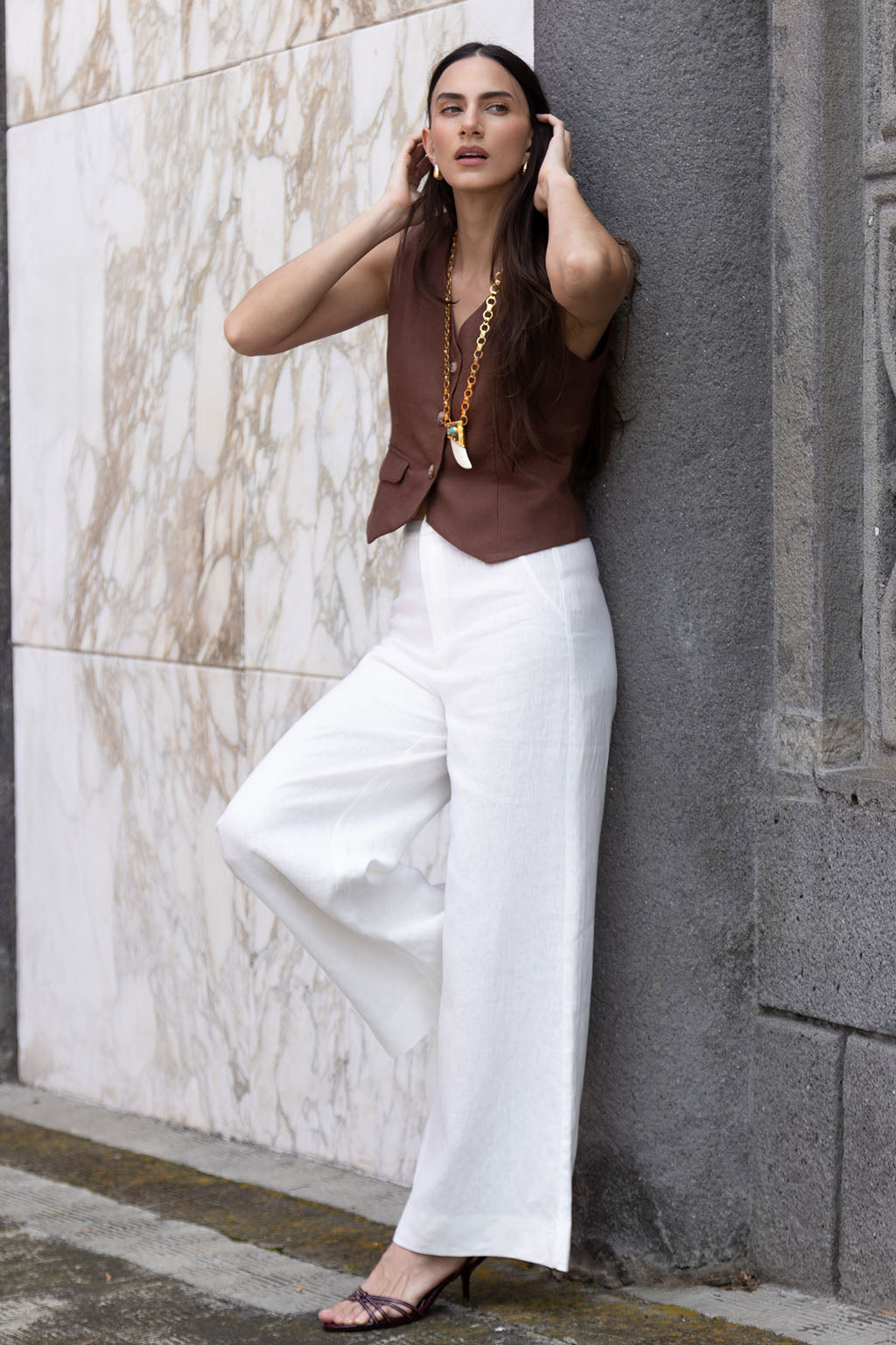 Chocolate Linen Vest