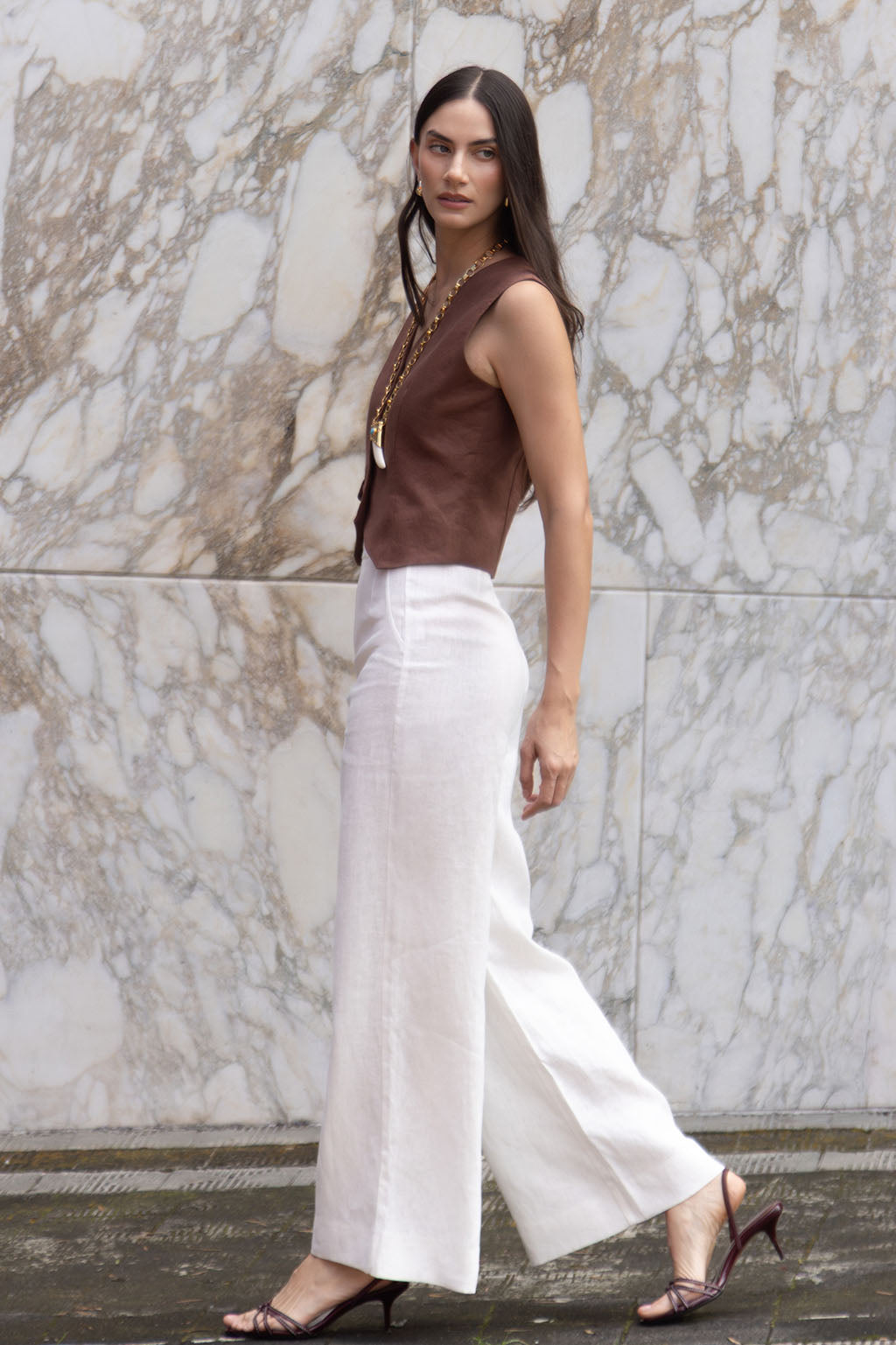 Chocolate Linen Vest