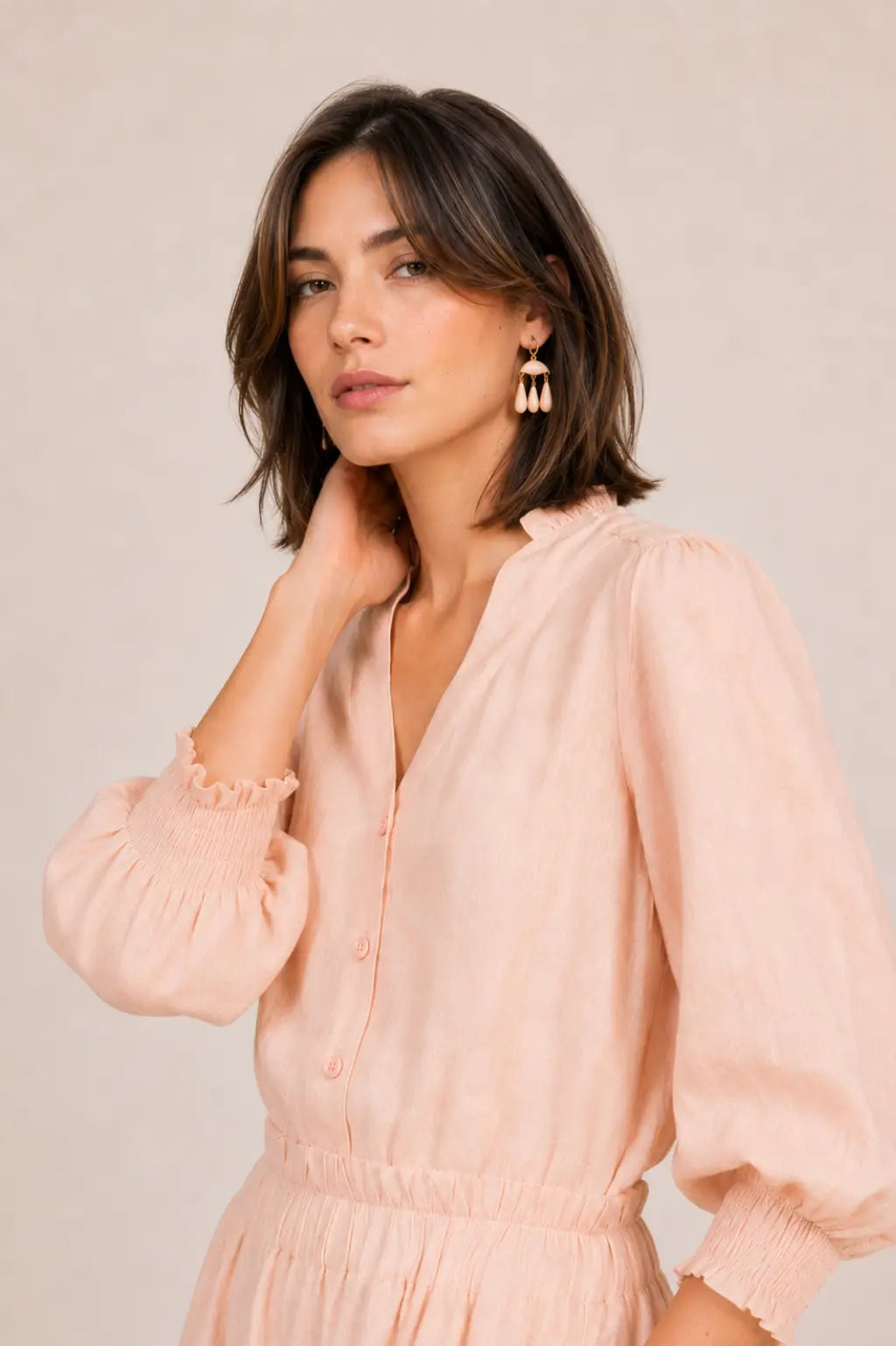 SOFT PINK LINEN BLOUSE