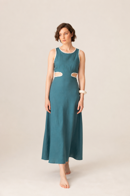 TEAL SCALLOP DRESS