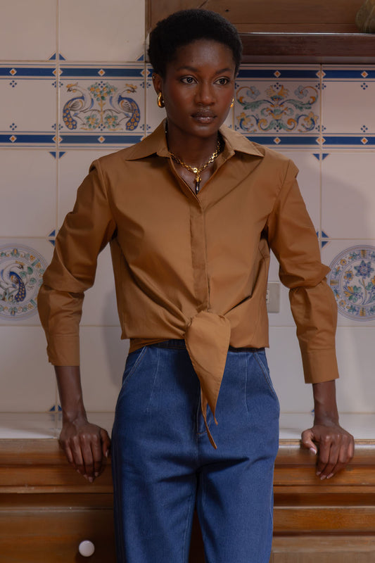 POPLIN KNOT BLOUSE