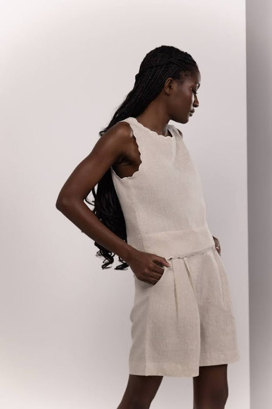 BERMUDA LINEN SHORT | BEIGE