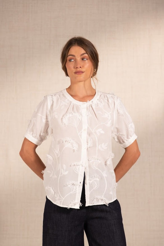 FLORAL EMBROIDERED COTTON BLOUSE