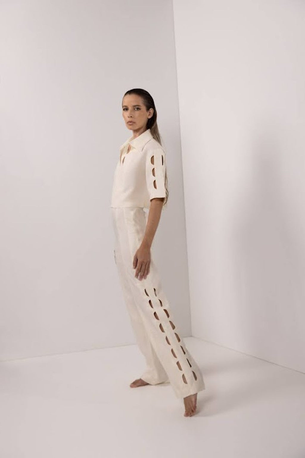 LUNAR CUT-OUT PANTS | IVORY