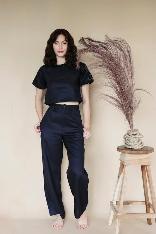 LINEN HELGE PANTS | BLACK