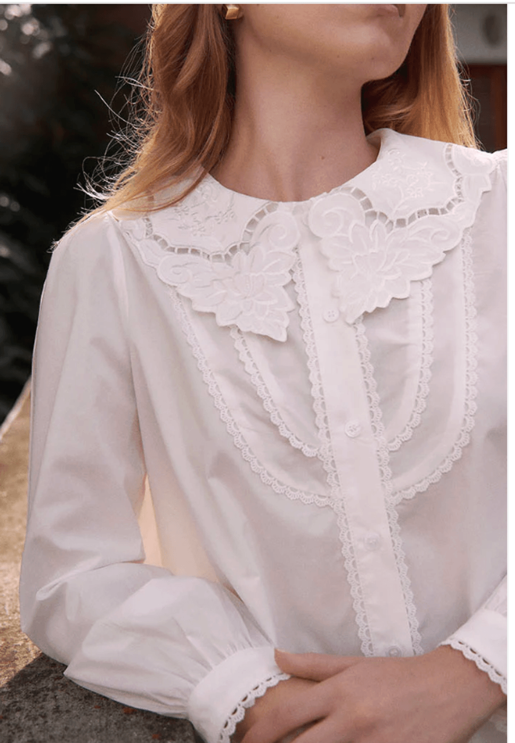 WHITE COTTON EMBROIDERED BLOUSE