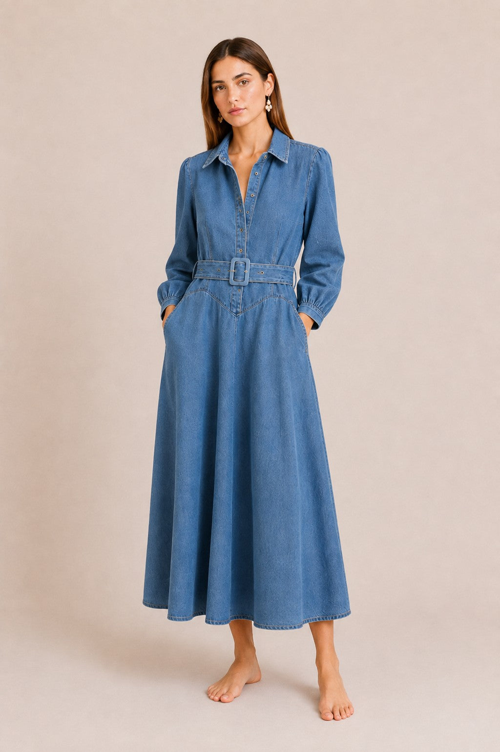 AURORA LIGHT DENIM DRESS