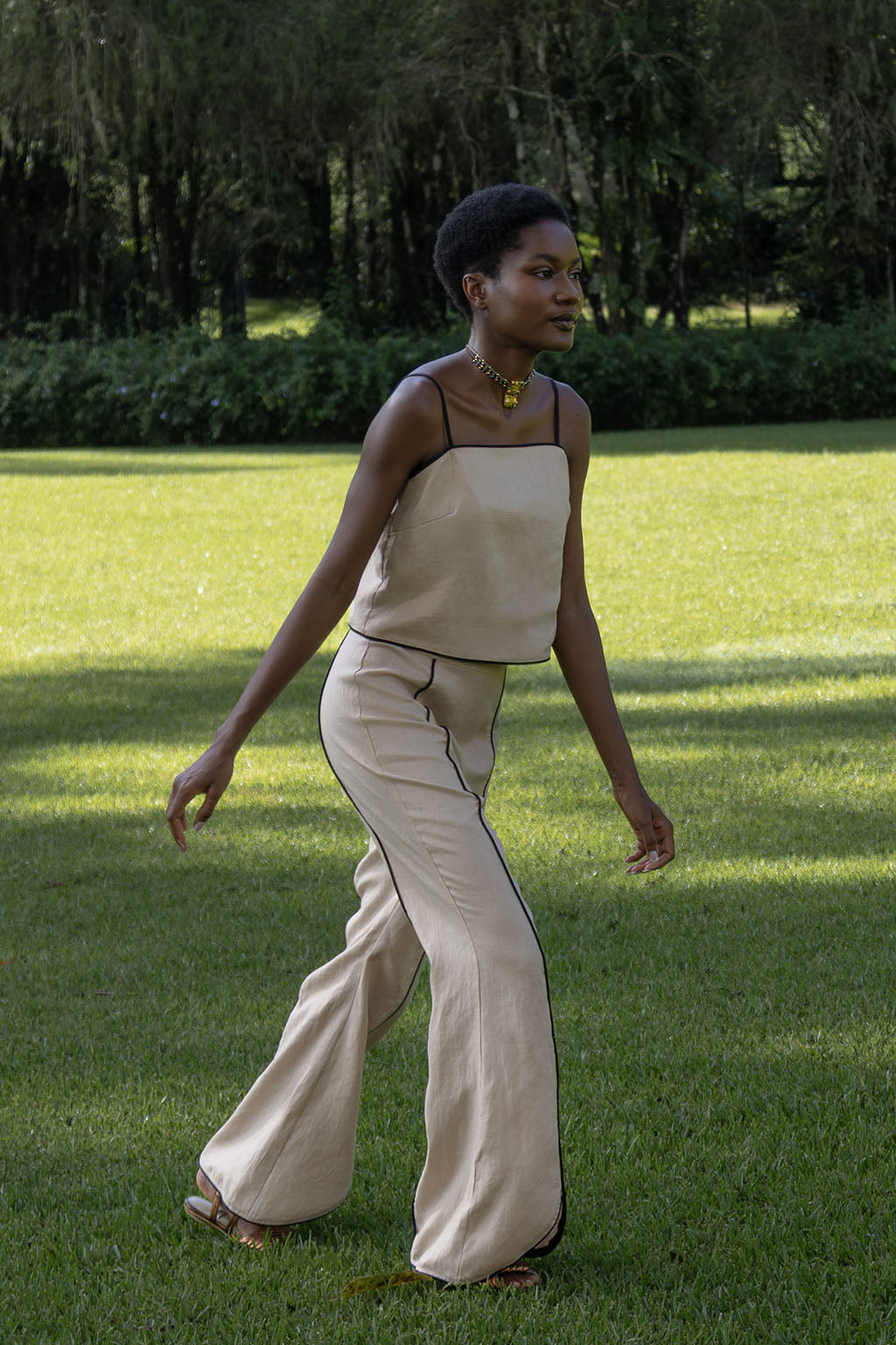 Black Trim Flare Pants