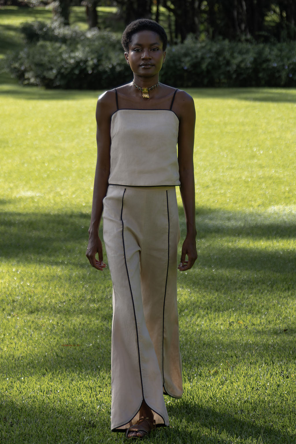 Black Trim Flare Pants