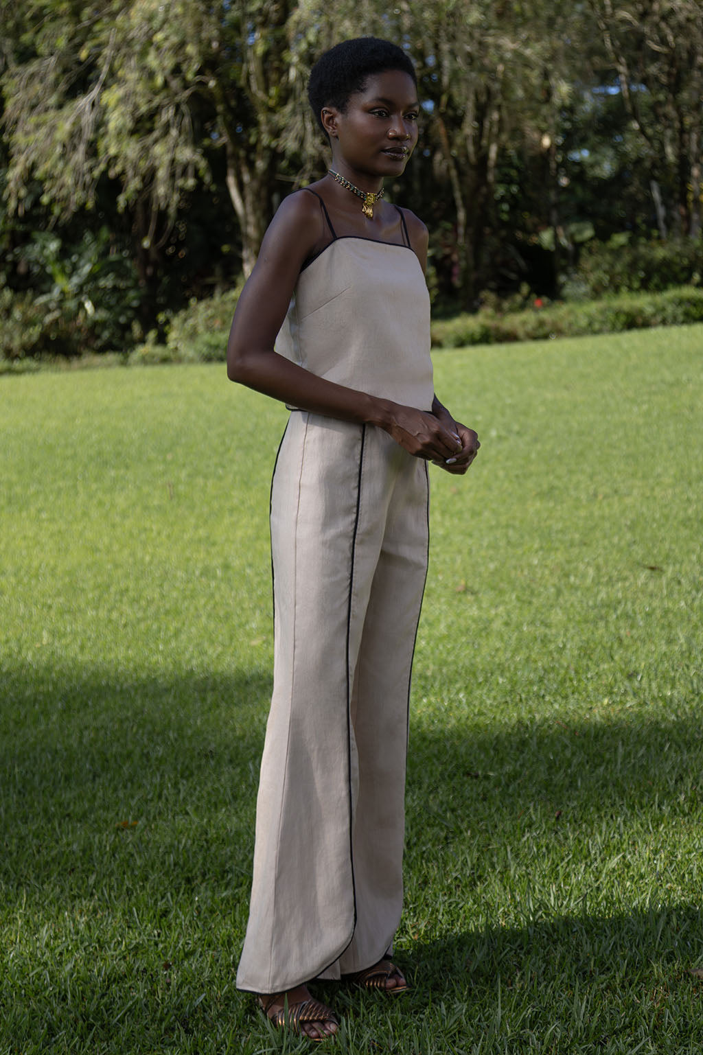 Black Trim Flare Pants