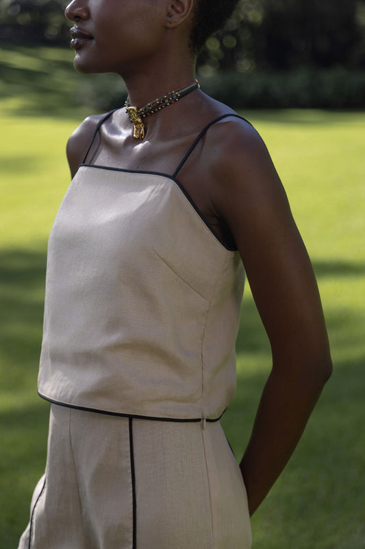 Black Trim Strappy Top