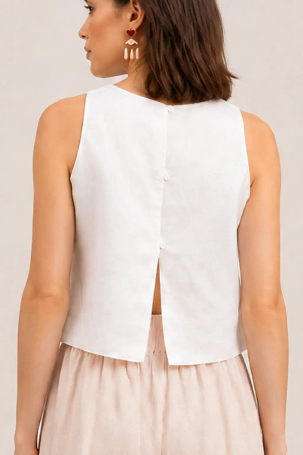 LINEN OPEN BACK TOP | WHITE