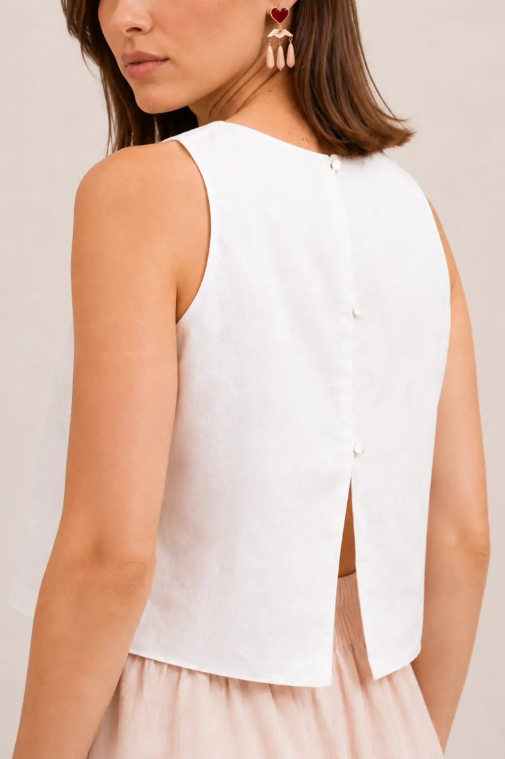 LINEN OPEN BACK TOP | WHITE
