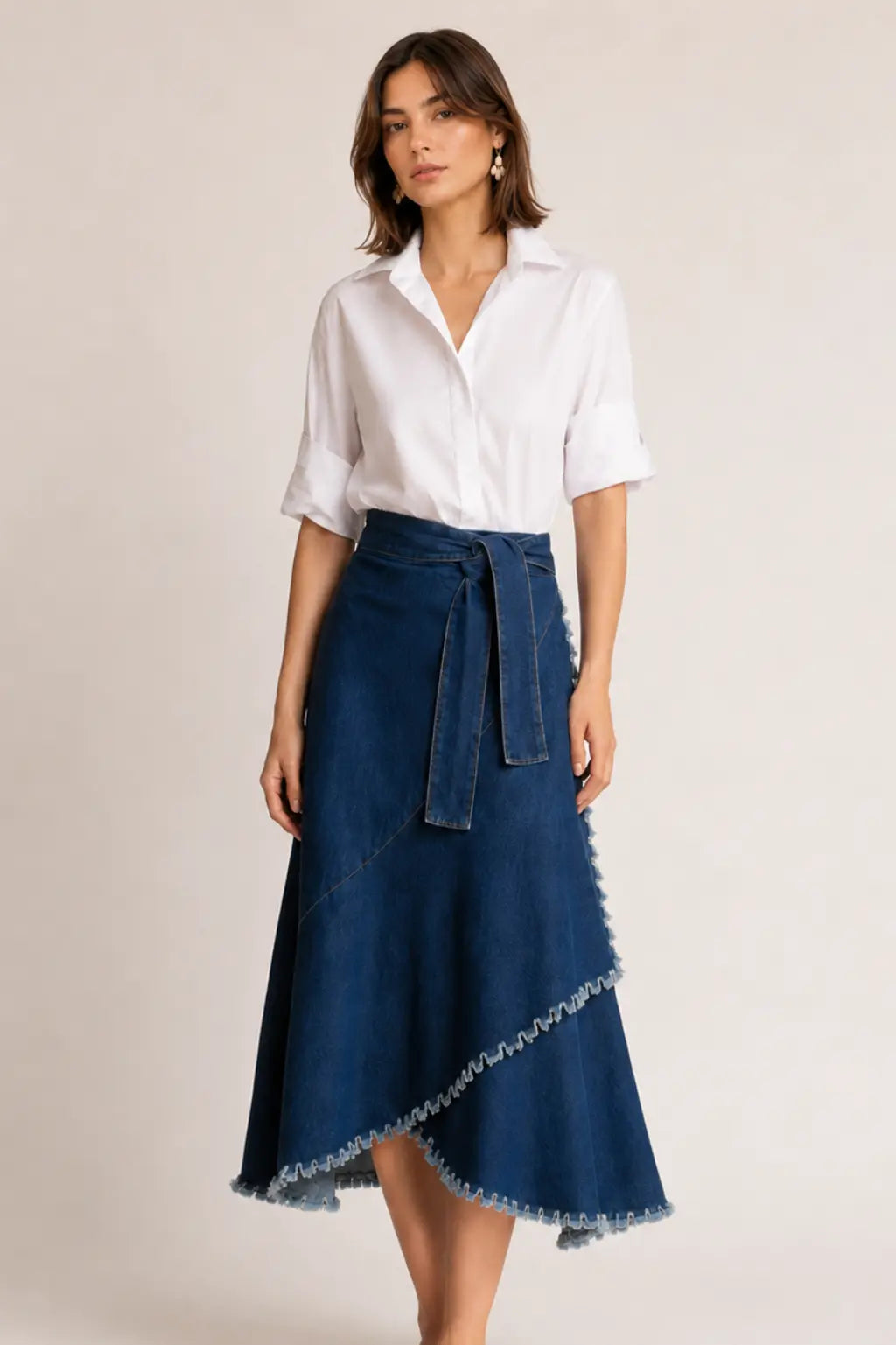 ASYMMETRIC DENIM SKIRT