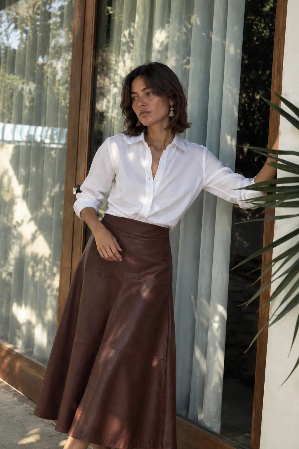 LEATHER SKIRT | CHOCOLATE
