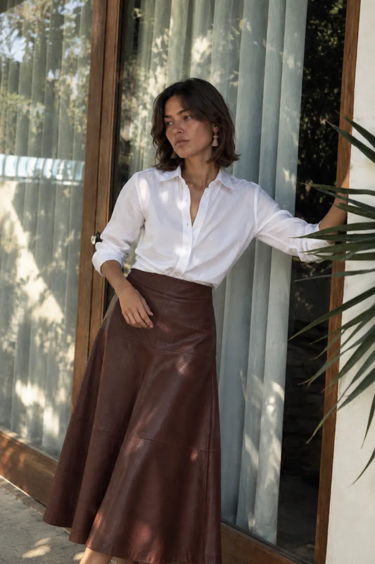 LEATHER SKIRT | CHOCOLATE