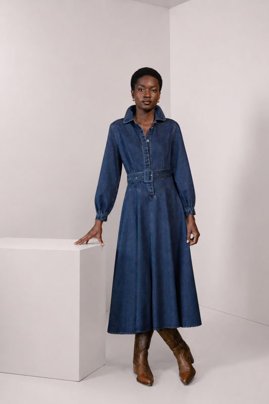 BRUMA DARK DENIM DRESS