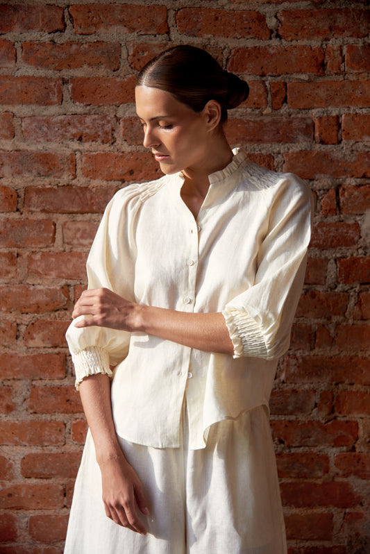 LUCY IVORY LINEN BLOUSE