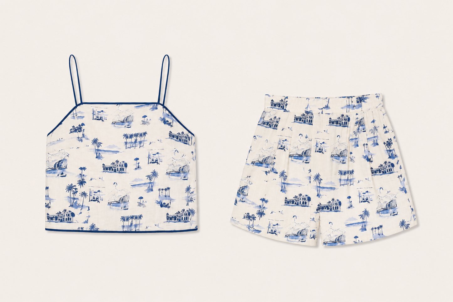 COASTAL TOILE PRINT SHORTS