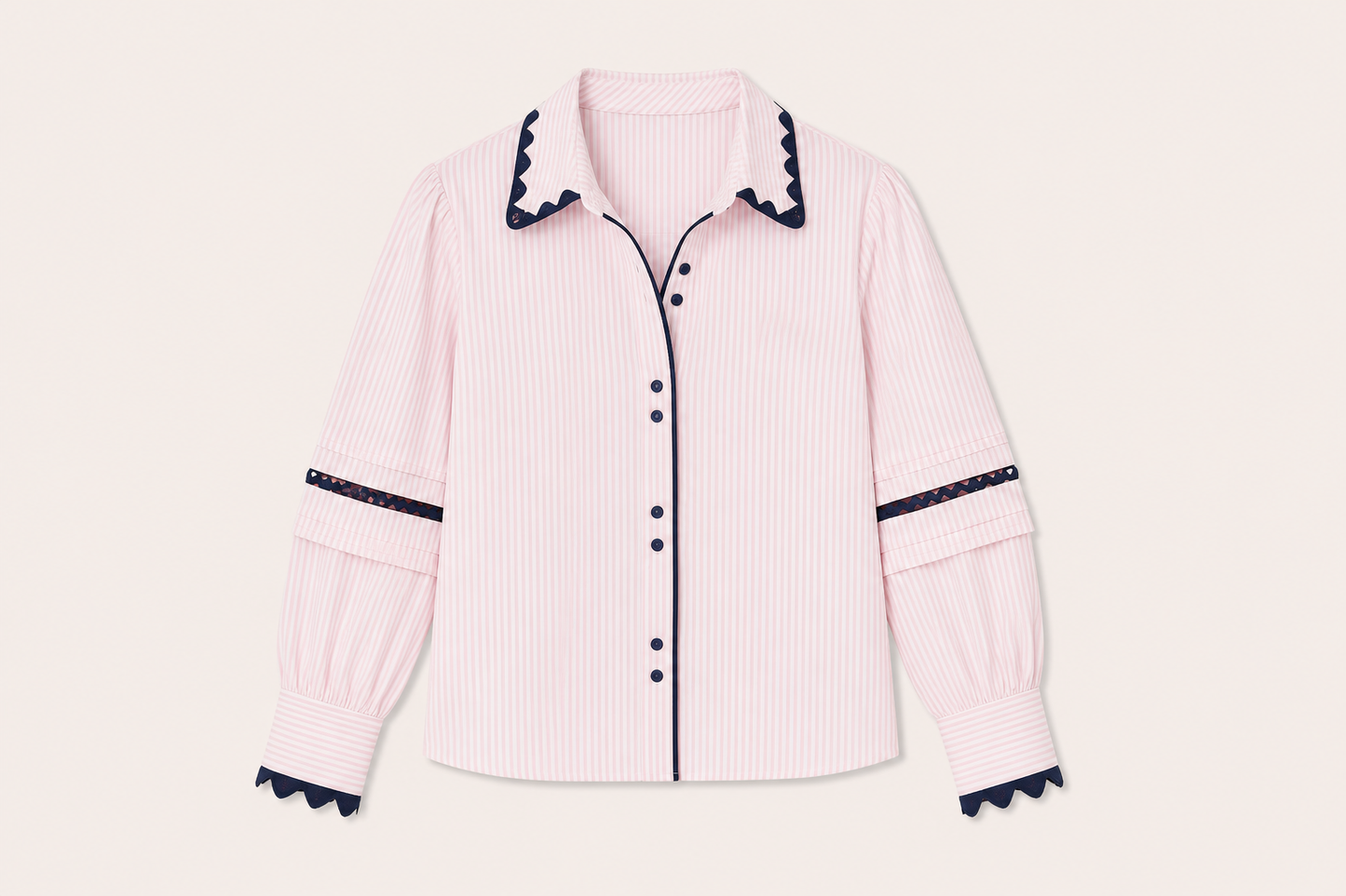 PINK STRIPE LONG SLEEVE BLOUSE