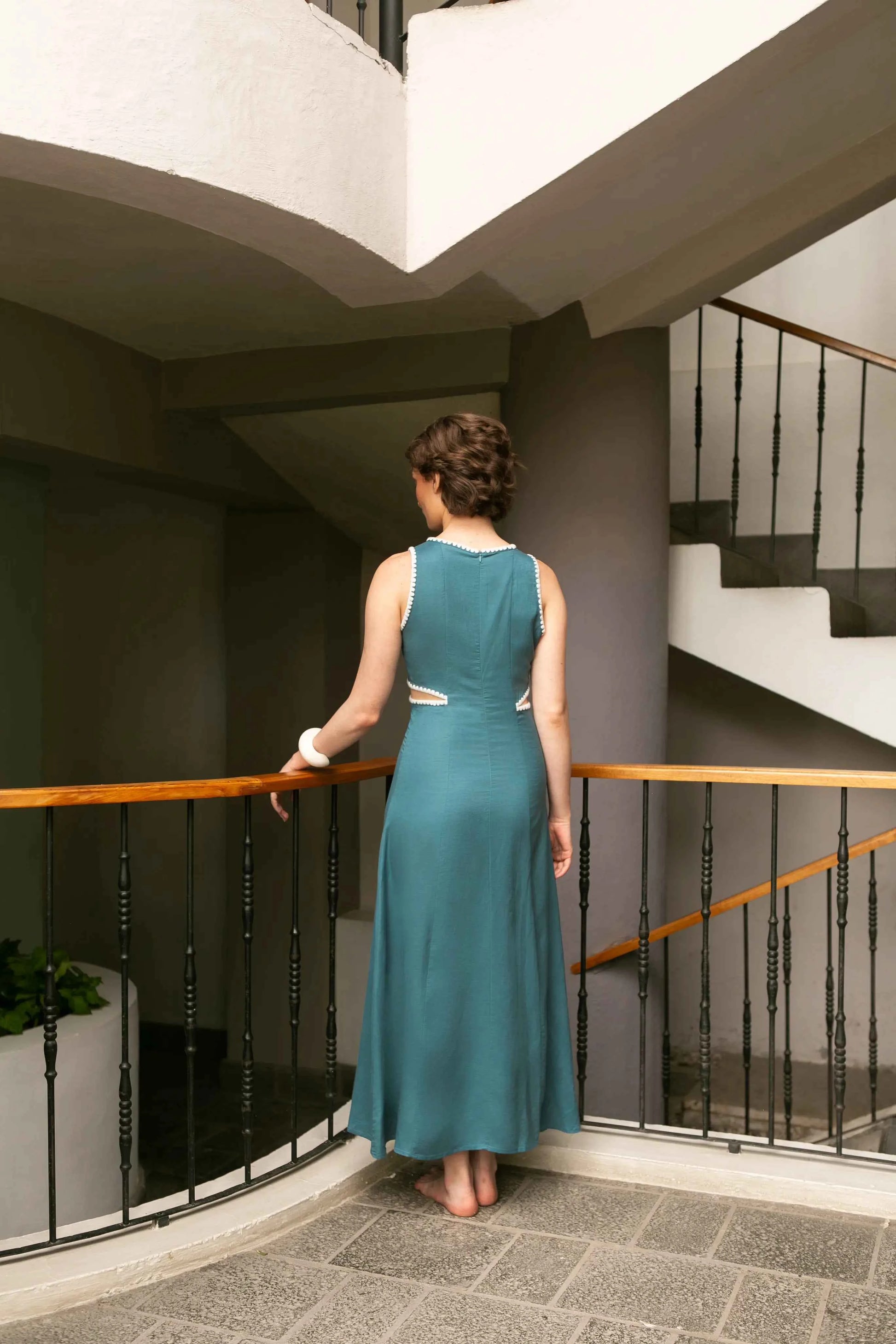 TEAL SCALLOP DRESS