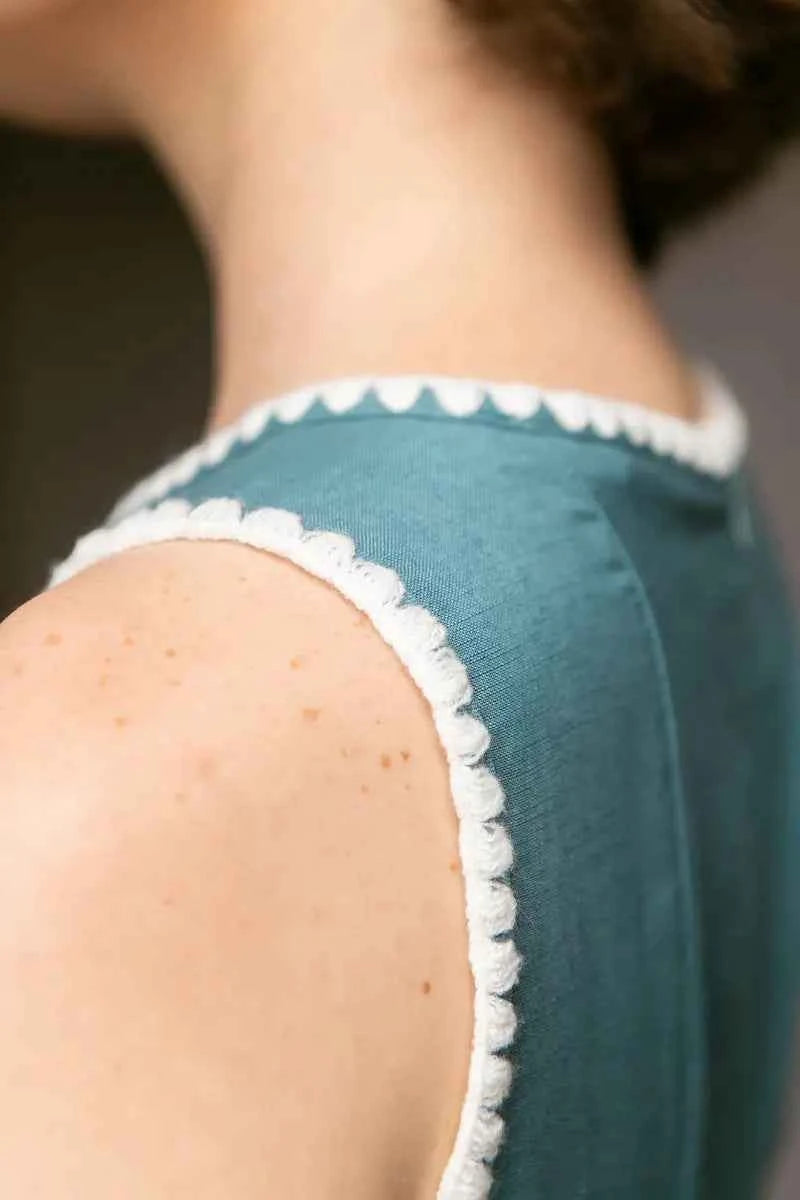 TEAL SCALLOP DRESS