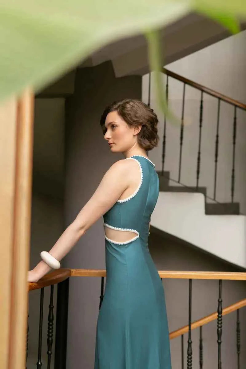 TEAL SCALLOP DRESS
