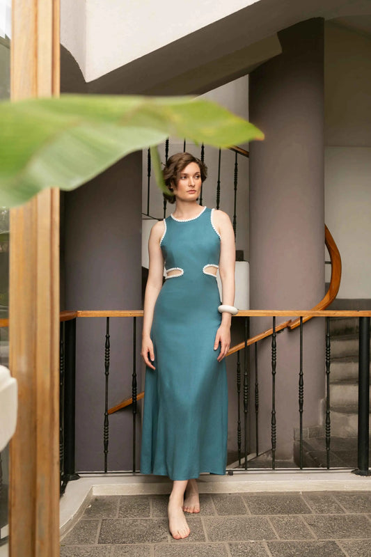 TEAL SCALLOP DRESS