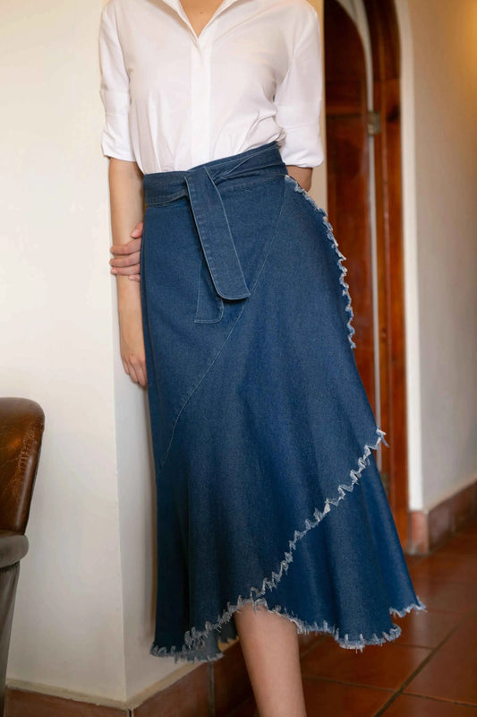 ASYMMETRIC DENIM SKIRT